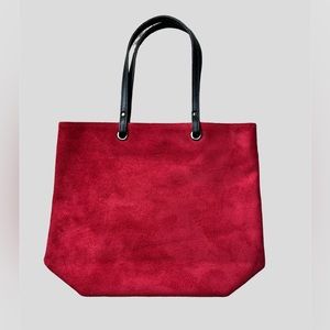 Red faux suede handbag purse